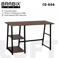 Стол на металлокаркасе BRABIX BRABIX LOFT CD-006 Мореный дуб