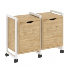 Тумба на колесных опорах наборная. Вариант 2 Рива LOFT VR.L-TN-2.K Металл белый Тиквуд светлый