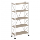 Стеллаж на колесных опорах - 5 полок Рива LOFT VR.L-MST.K-5.8 Металл белый Тиквуд светлый