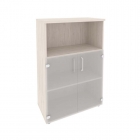 Шкаф средний широкий 2 низких фасада стекло Рива ONIX O.ST-2.2 Денвер Светлый