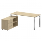 Стол рабочий руководителя с опорной тумбой левый Рива METAL SYSTEM DIRECT БГ.СРТ-4.7 Л Белый