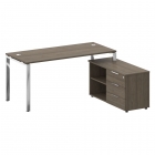 Стол рабочий руководителя с опорной тумбой Рива METAL SYSTEM DIRECT БГ.СРТ-4.7 Пр Дуб Наварра