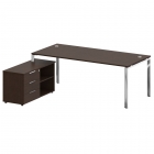 Стол рабочий руководителя с опорной тумбой левый Рива METAL SYSTEM DIRECT БГ.СРТ-6.9 Пр Белый