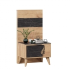 Тумба прикроватная Любимый дом Шелли правая с декоративным щитом Камень Пьетра чёрный