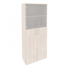 Шкаф высокий широкий 2 низких фасада ЛДСП Рива ONIX O.ST-1.1 Тиквуд Светлый