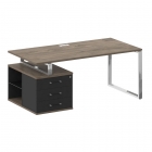 Стол руководителя с опорной тумбой , левый Рива SHIFT SK.SRT-180 L Тиквуд Темный/Антрацит