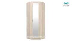 Шкаф угловой с зеркалом VIP-5 Визит-16 МАГ-РИВЕР Дуб беленый/Кожа светлая