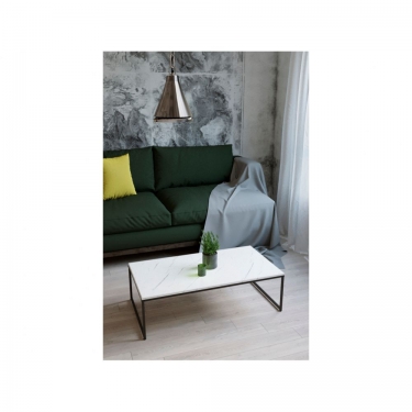 Стол журнальный Мебелик Инсайд Белый мрамор/черный