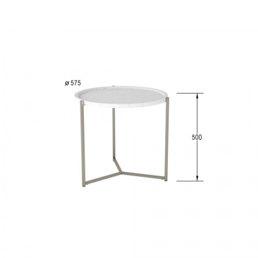 Стол журнальный Мебелик Бруно Белый мрамор/титан