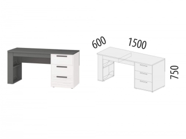 Стол письменный лев/прав Витра Аляска 501.24