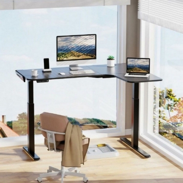 Стол для компьютера для геймеров L-формы c электрической регулировкой по высоте Eureka EUREKA ERK-EGD-L60R-B-US