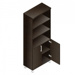 Шкаф для сувениров глухие+прозрачные двери без рамки Альтерна Пр.Ш-2+Пр.ДШ-2СБ Венге