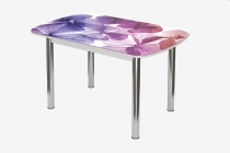 Стол Можгинский лесокомбинат Бостон 2, ф/п фиалки/белый/опоры брифинг