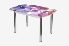 Стол Можгинский лесокомбинат Бостон 2, ф/п фиалки/белый/опоры брифинг