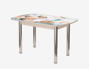 Стол Можгинский лесокомбинат Бостон ф/п Бабочки, 900600 мм, дуб атланта/хром брифинг