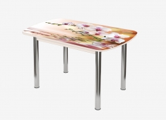 Стол овальный Можгинский лесокомбинат Бостон Орхидея на воде, 900600 мм, фотопечать/дуб атланта/хром брифинг