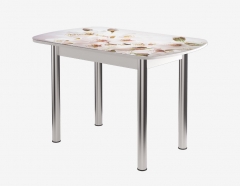 Стол Можгинский лесокомбинат Бостон ф/п Сакура, 900600 мм, белый/хром брифинг