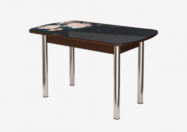 Стол Можгинский лесокомбинат Бостон, ф/п Цветы на мраморе/венге/хром брифинг