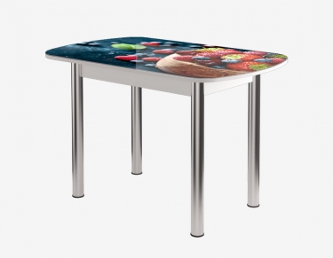 Стол Можгинский лесокомбинат Бостон ф/п Ягоды, 900600 мм, белый/хром брифинг