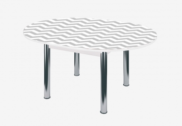 Стол круглый Можгинский лесокомбинат Бостон раздвижной, фотопечать Геометрия/белый/хром брифинг