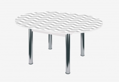 Стол круглый Можгинский лесокомбинат Бостон раздвижной, фотопечать Геометрия/белый/хром брифинг