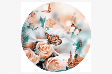 Стол круглый Можгинский лесокомбинат Бостон раздвижной, фотопечать Бабочки/белый/хром брифинг