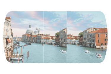 Стол Можгинский лесокомбинат Бостон-3 раздвижной, фотопечать Венеция/белый/хром брифинг