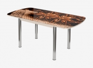 Стол раздвижной Можгинский лесокомбинат Бостон-3 ф/п Корица, 1100700 мм, дуб атланта/хром брифинг