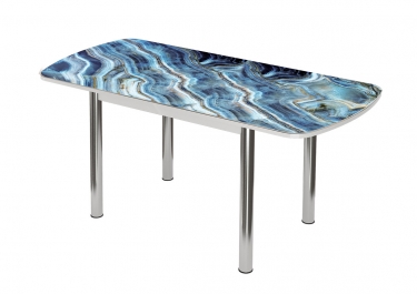Стол Можгинский лесокомбинат Бостон-3 раздвижной, фотопечать Мрамор синий/белый/хром брифинг