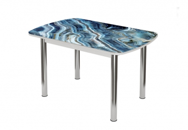 Стол Можгинский лесокомбинат Бостон-3 раздвижной, фотопечать Мрамор синий/белый/хром брифинг