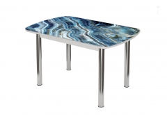 Стол Можгинский лесокомбинат Бостон-3 раздвижной, фотопечать Мрамор синий/белый/хром брифинг