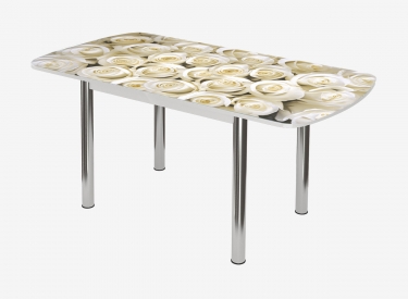 Стол Можгинский лесокомбинат Бостон-3 раздвижной, фотопечать Розы/белый/хром брифинг