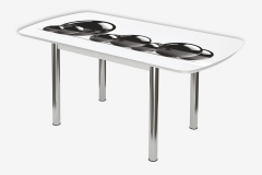 Стол Можгинский лесокомбинат Бостон-3 Шары, раздвижной, фотопечать/белый/хром брифинг