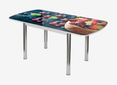 Стол Можгинский лесокомбинат Бостон-3 ф/п Ягоды, 1100700 мм, белый/хром брифинг