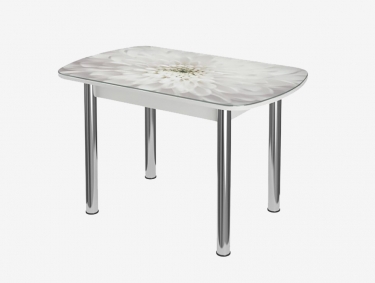 Стол овальный Можгинский лесокомбинат Бостон-2 Флоренс, белый/фотопечать/хром брифинг