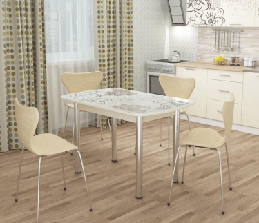 Стол овальный Можгинский лесокомбинат Бостон Ваниль, 900600 мм, фотопечать/хром брифинг