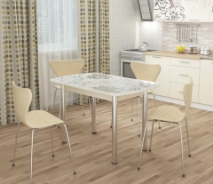 Стол овальный Можгинский лесокомбинат Бостон Ваниль, 900600 мм, фотопечать/хром брифинг