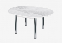 Стол круглый Можгинский лесокомбинат Бостон раздвижной, фотопечать Жемчуг/белый/хром брифинг