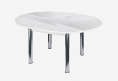 Стол круглый Можгинский лесокомбинат Бостон раздвижной, фотопечать Жемчуг/белый/хром брифинг