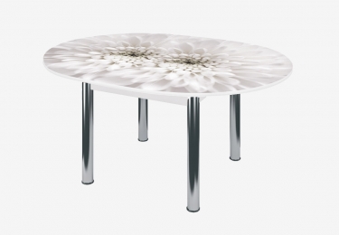 Стол круглый Можгинский лесокомбинат Бостон раздвижной, фотопечать Флоренс/белый/хром брифинг