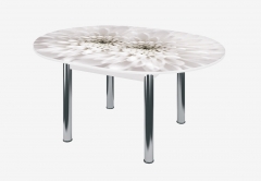 Стол круглый Можгинский лесокомбинат Бостон раздвижной, фотопечать Флоренс/белый/хром брифинг