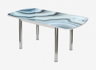 Стол Можгинский лесокомбинат Бостон-3 раздвижной, фотопечать Агат/белый/хром брифинг