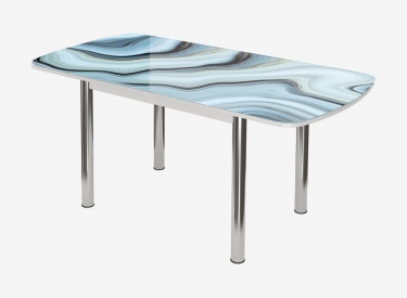 Стол Можгинский лесокомбинат Бостон-3 раздвижной, фотопечать Агат/белый/хром брифинг