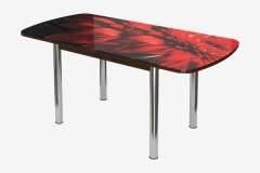 Стол Можгинский лесокомбинат Бостон-3 Красная гербера, раздвижной, фотопечать/венге/хром брифинг