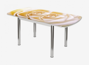 Стол Можгинский лесокомбинат Бостон-3 ф/п Чайная роза, 1100700 мм, белый/хром брифинг