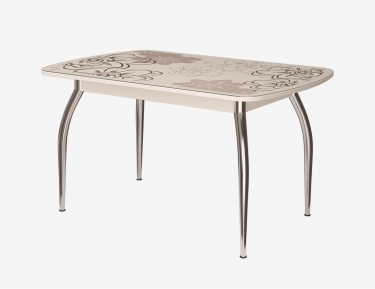 Стол овальный Можгинский лесокомбинат Бостон-2 Ваниль, 1100700 мм, фотопечать/хром триумф