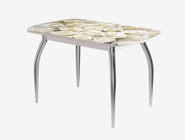 Стол Можгинский лесокомбинат Бостон-2 ф/п Розы, 1100700 мм, белый/хром триумф