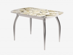 Стол Можгинский лесокомбинат Бостон-2 ф/п Розы, 1100700 мм, белый/хром триумф