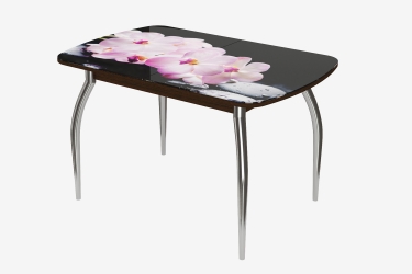 Стол овальный Можгинский лесокомбинат Бостон Розовая орхидея, 900600 мм, фотопечать/венге/хром триумф