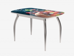 Стол Можгинский лесокомбинат Бостон ф/п Ягоды, 900600 мм, белый/хром триумф